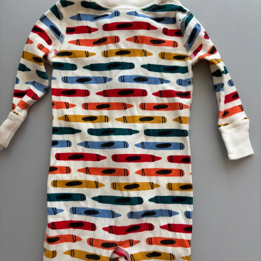 Hanna‎ Andersson Baby Zip Sleeper Colorful Crayon Print Pajamas Size 3-6M Pjs